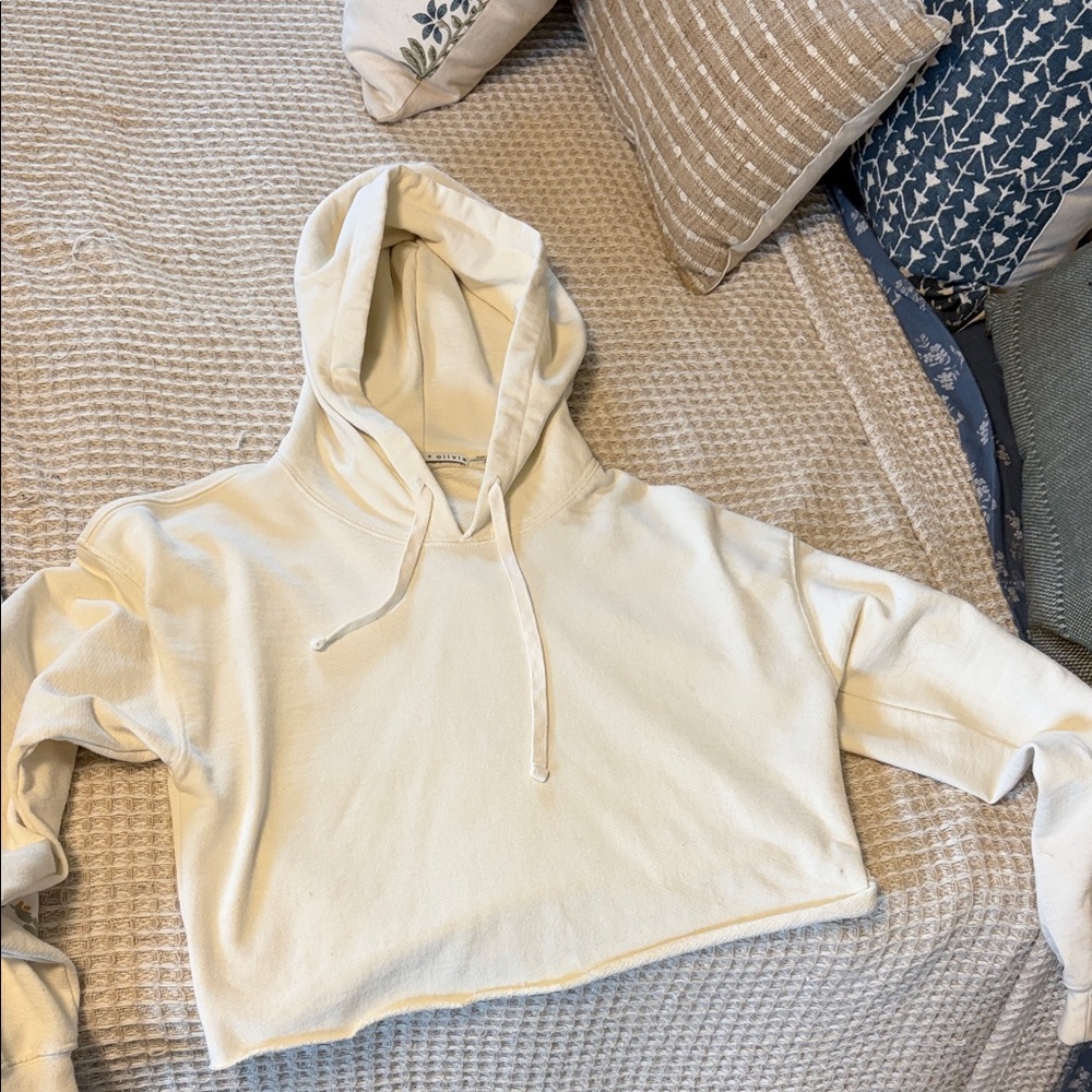 Alice + Olivia Off-White Cropped Hoodie
